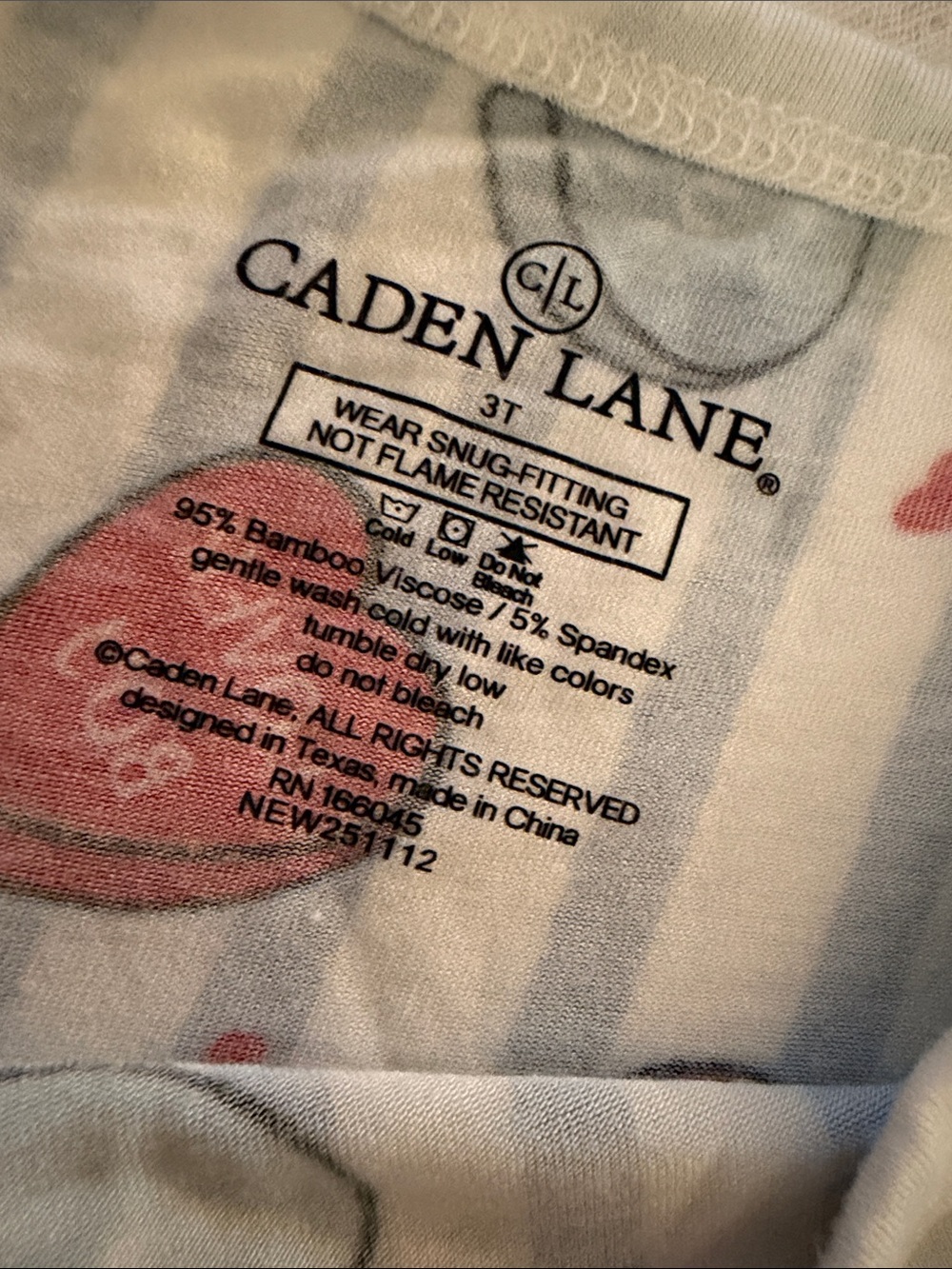 Caden Lane Blue, Red & White Heart Candy Stripe Kids Pajama Set - Picture 2 of 2